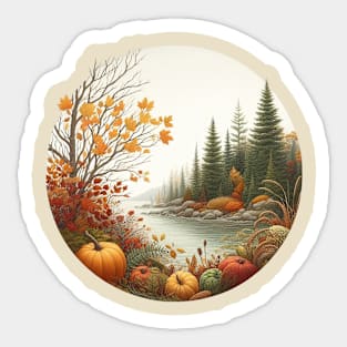 Fall scene by the creek Sticker